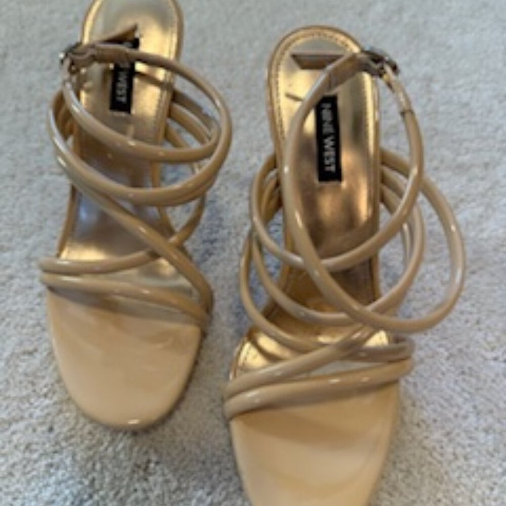 Nine West Tan Strappy Heels Size 8.5